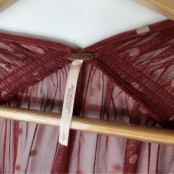 FREE PEOPLE Maroon Sheer Polka Dot Saya Tunic - Picture 6 of 7